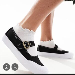 Vans Women's Black and White Buckle Sneakers